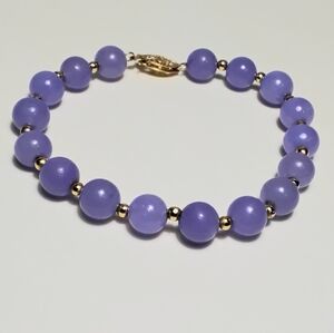 Vintage Lavender Jade 14K Beaded Bracelet